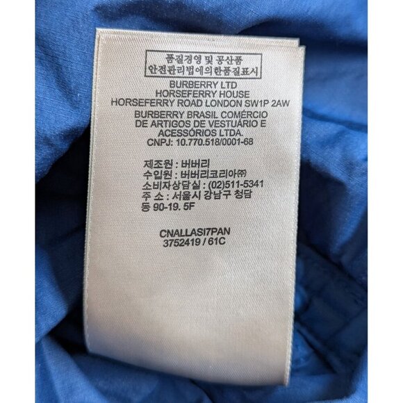 Burberry Brit Blue Women’s Sz 12 Double Breasted Short Trench Coat Lightweight - Picture 14 of 16